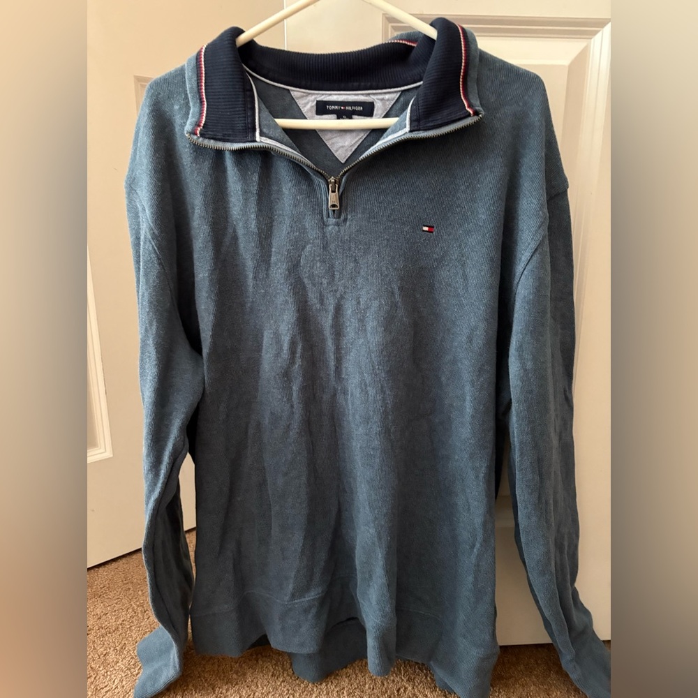 Tommy Hilfiger Navy and Gray Sweater